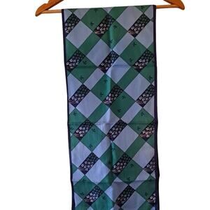 Unlisted Green & Blue Vintage 100% Polyester Long Scarf